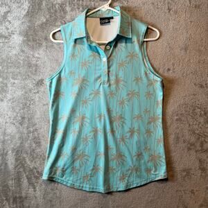 Sunday Swagger Hangin'‎ Golf Polo UPF 40 Sun Protect Size Small Palm Trees